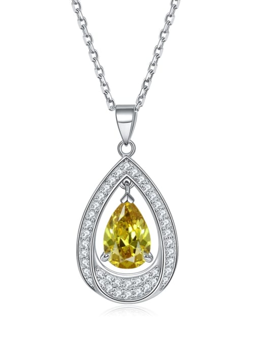 Golden [Leo] 925 Sterling Silver Birthstone Water Drop Dainty Necklace